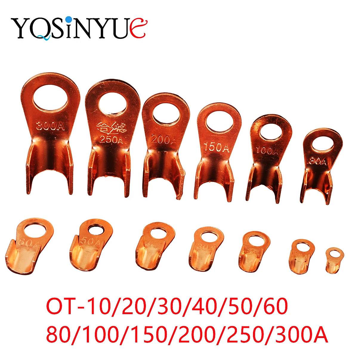 5/10/25PCS Terminal OT Series 10 20 30 40 50 60 80 100 150 200A Splice Wire Copper Shape Circular Naked Cable Connector Open Lug