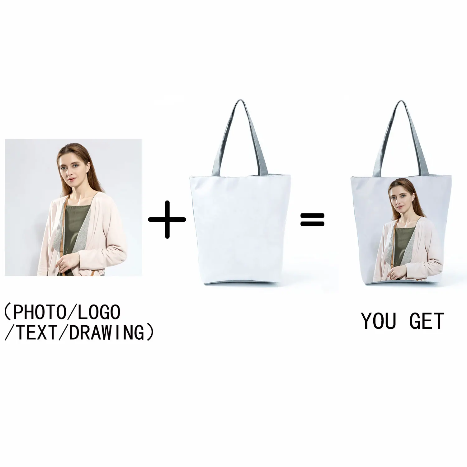 Borsa Tote personalizzata per donna con Logo stampato personalizza le tue foto borse per la spesa borse a tracolla a mano fai-da-te Dropshipping economico