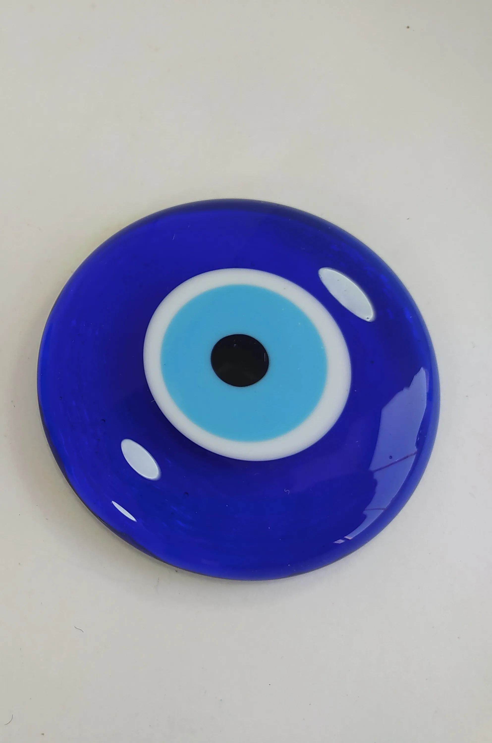 Circle Evil Eye 7 cm Glass Bead Charm Turkish Handmade Amulet Talisman Boho Home Decor Made in Turkey