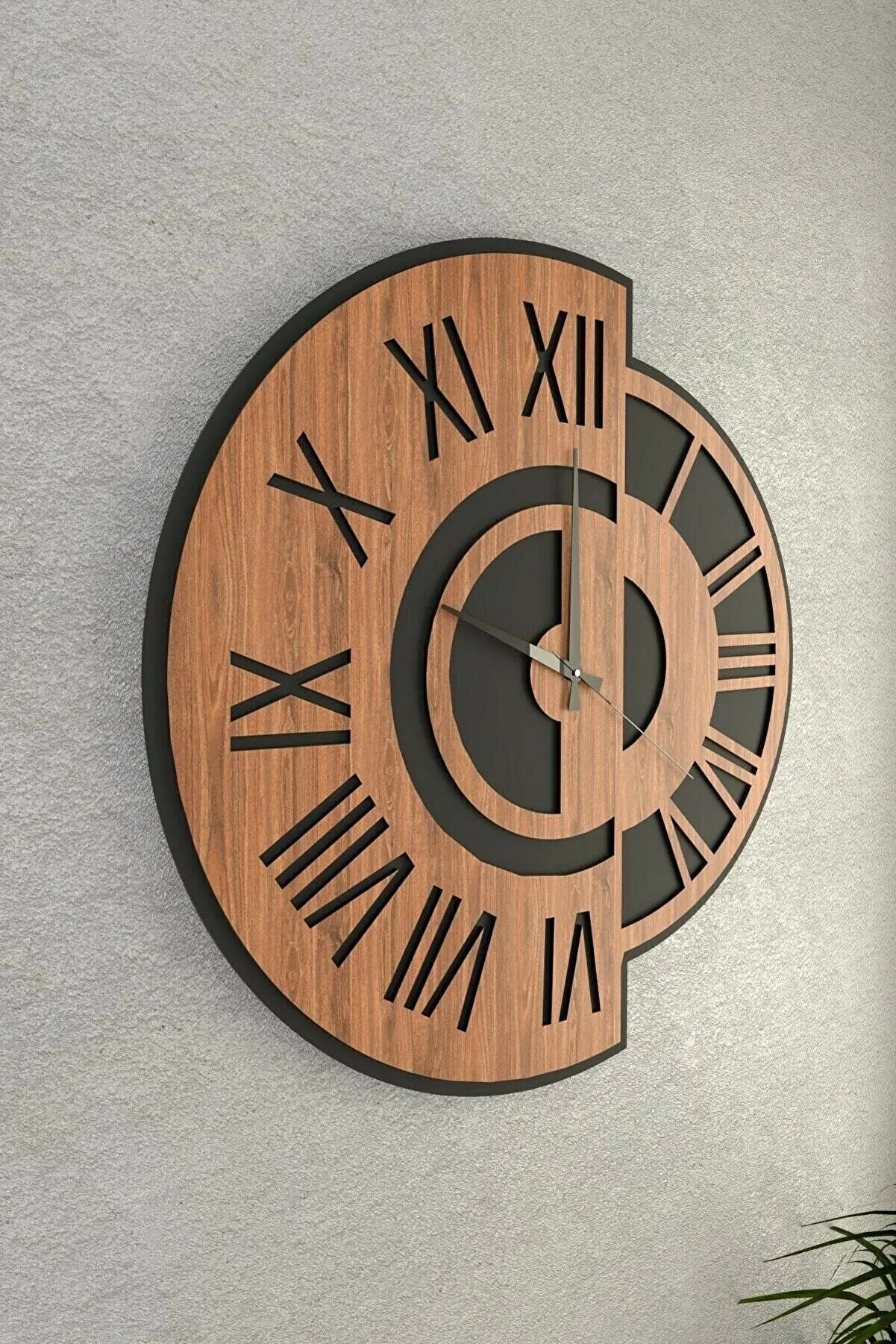 

Black Brown Wooden Design Decorative Wall Clock 41*41Cm Work Quietly For Home Office Quality Luxury Made In Turkey Fast Shipping