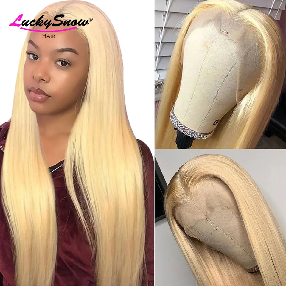 

Бразильский цветной парик из натуральных волос 613, длинные прямые, плотность 180, 13x4, прозрачные кружевные фронтальные парики для женщин, косплей, предварительно выщипанные