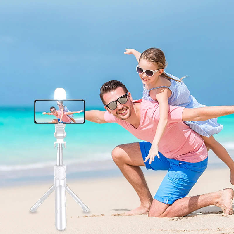 ขาตั้งกล้องสำหรับโทรศัพท์รีโมทคอนโทรลโทรศัพท์มือถือ Selfie Stick ขาตั้งกล้องสำหรับเดินทางการบันทึกขาตั้งกล้อง Monopods สำหรับ Xiaomi Huawei