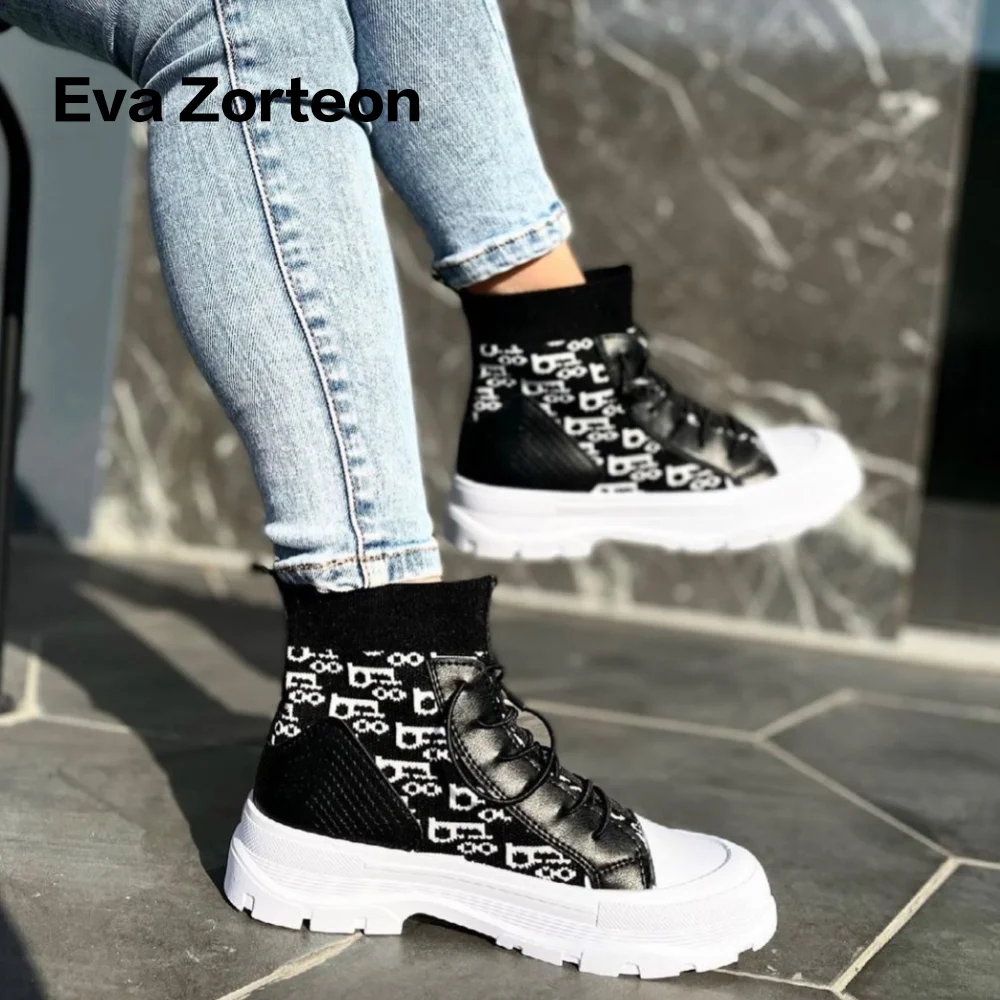 Knitted sock sneakers 2021 women's high-top sports shoes.