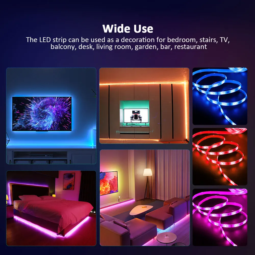 Led Strip Lights,Bluetooth App Control  RGB LED Light Strip with 44 Keys IR Remote for Room decor, Party,Karaoke Neon light