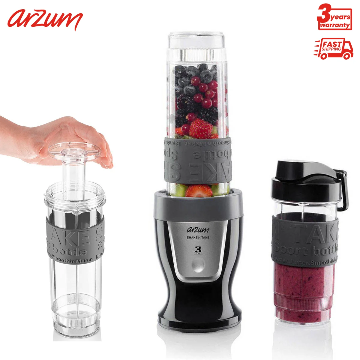 Arzum Blender Take Cool Personal Blender Mixer Juicer Fruit Food Processor Smoothies BPA Free Portable Bottle Cooler Accessories