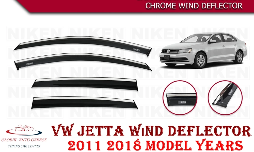 

For VOLKSWAGEN JETTA Chrome Rain Wind Deflector 2011 2012 2013 2014 2015 2016 2017 2018 Sunshade Rain Guards Curtains Car Auto