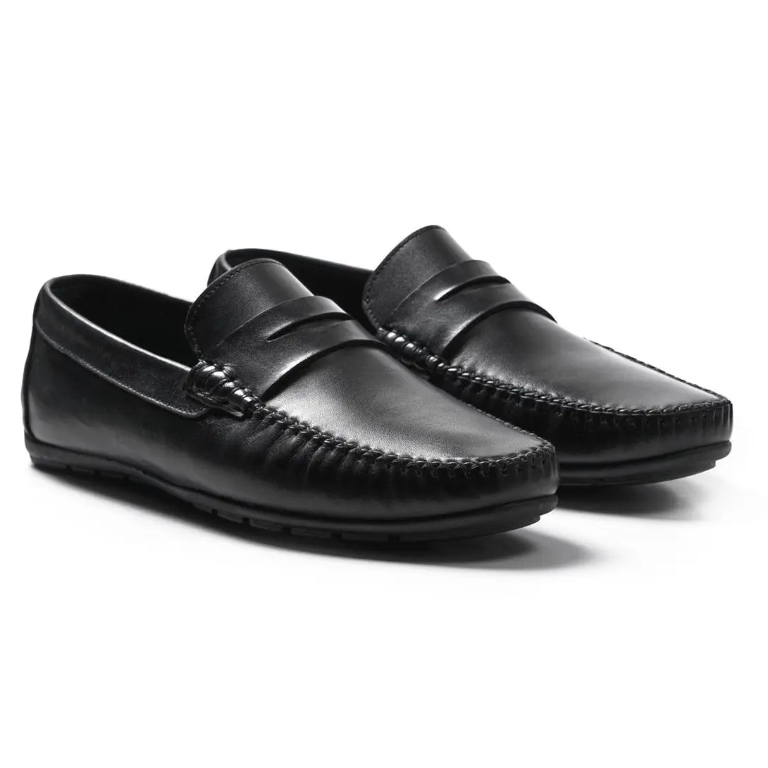 Perge Brown Black Genuine Calfskin Men\'s Loafers Slip-on Stylish Design Quality Handmade in Turkey