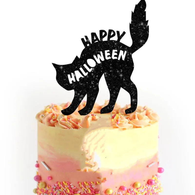 

Custom Halloween Glitter Cake Topper, Black Cat, Personalized Cake Decoration, Cat Kitten, Halloween Decoration, Decorations