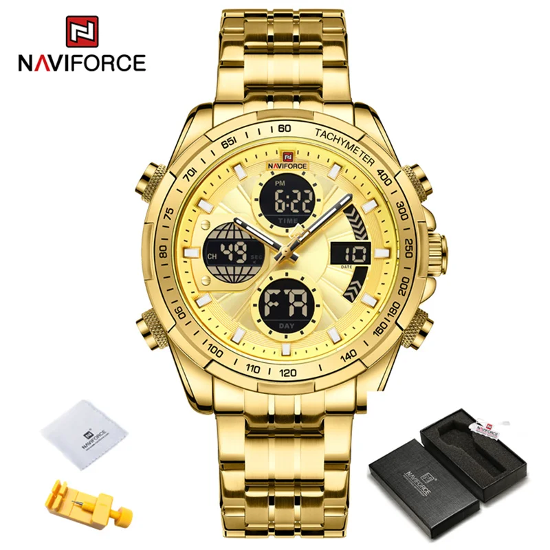 NAVIFORCE Herren-Businessuhren Wasserdichte Armbanduhr Analog Digital Chronograph Quarz Kalender Uhr Relogio Masculino