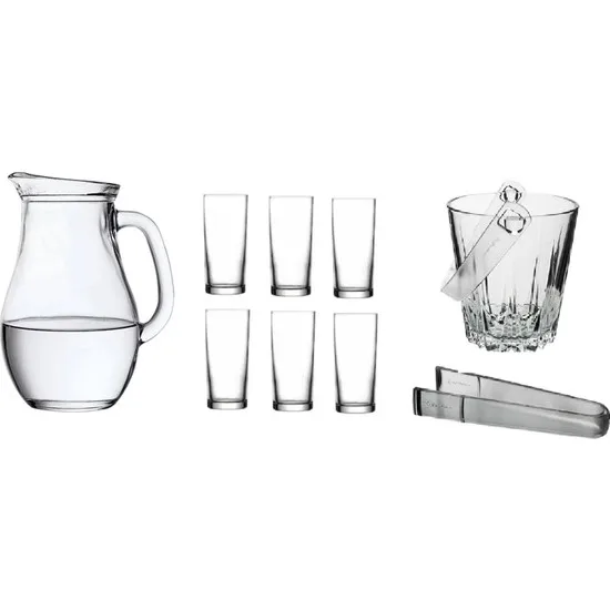 Paşabahçe Rakı Glass 9 Pieces jug And Ice Bucket Set with holder