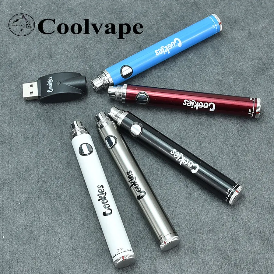 Ciasteczka Twist bateria długopis Vape 350mAh dół 3.3-4.8V podgrzewanie VV bateria do waporyzatora Usb zestaw ładujący do 510 gruby wkład olejowy