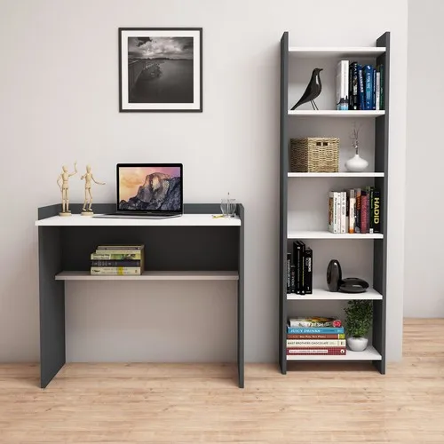 Bimossa Kösem Bookcase and Work Table Anthracite White