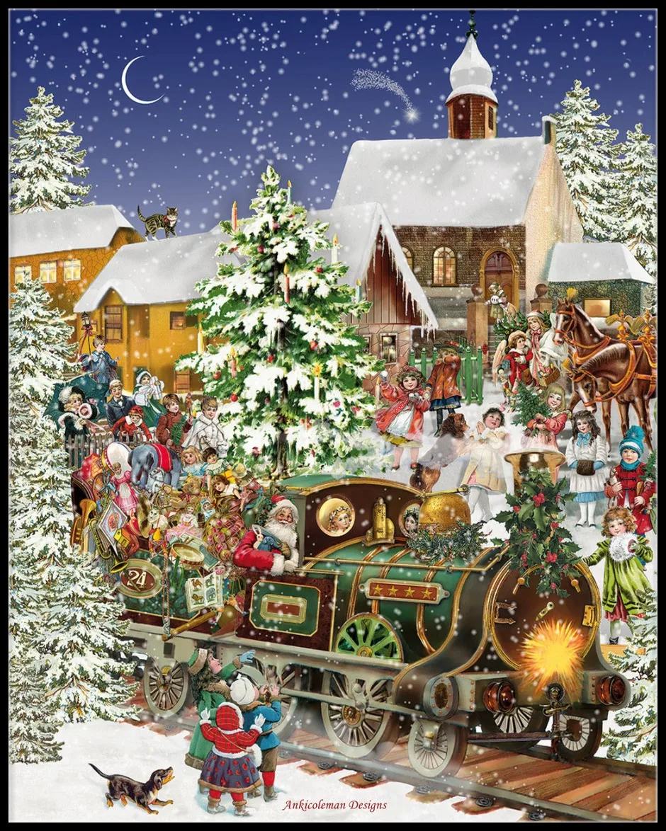 

Christmas Train - Counted Cross Stitch Kits - DIY Handmade Needlework for Embroidery 14 ct Cross Stitch Sets DMC Color