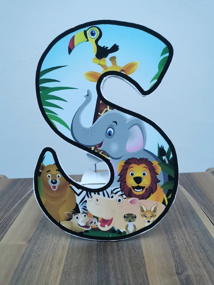 Safari Concept The Letter S Foam-board Cutout Standee with Cardboard Stand, Birthday Party Decoration, Kids Party Supplies