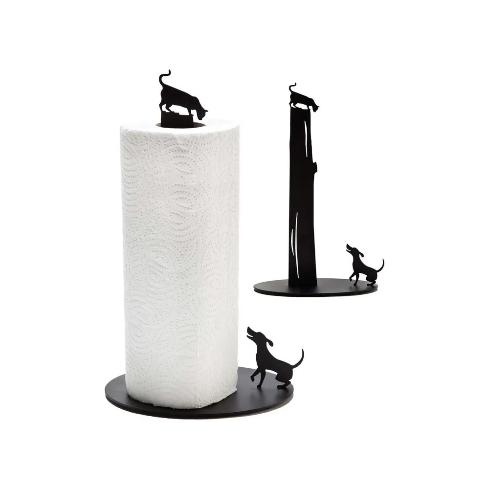 Thorqtech Metal Paper Towel Holder Cat / dog Figured Decorative Black Matt Electrostatic Paint Towel Holder