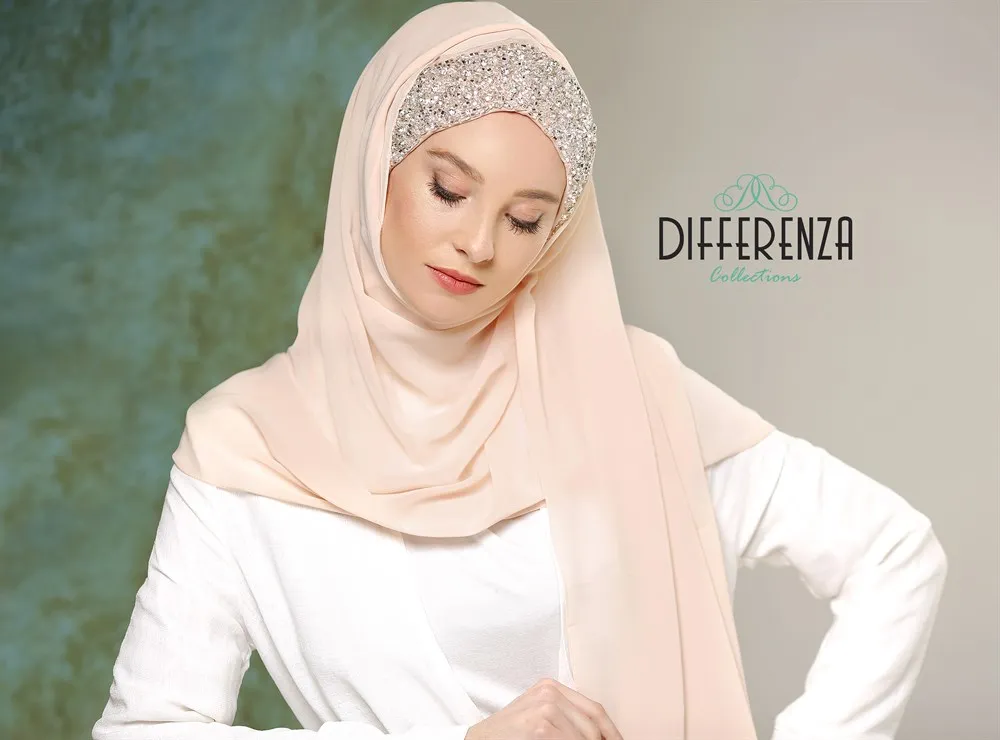 Hijab Muslim Women Head Turbans For Women Scarf Fashion Shawls Foulard Hand Embroidered Practical Shawl Turbante Mujer Chiffon