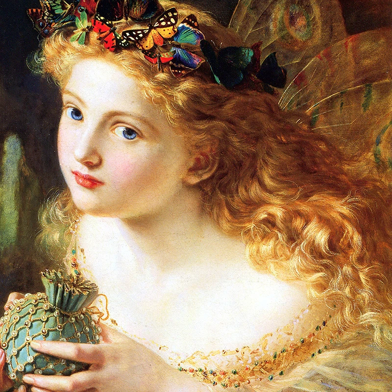 STUNNING FAIRY Crowned By BUTTERFLIES Painting Victorian Vintage Illustration Poster Canvas Prints Gallery Wall Picture Decor