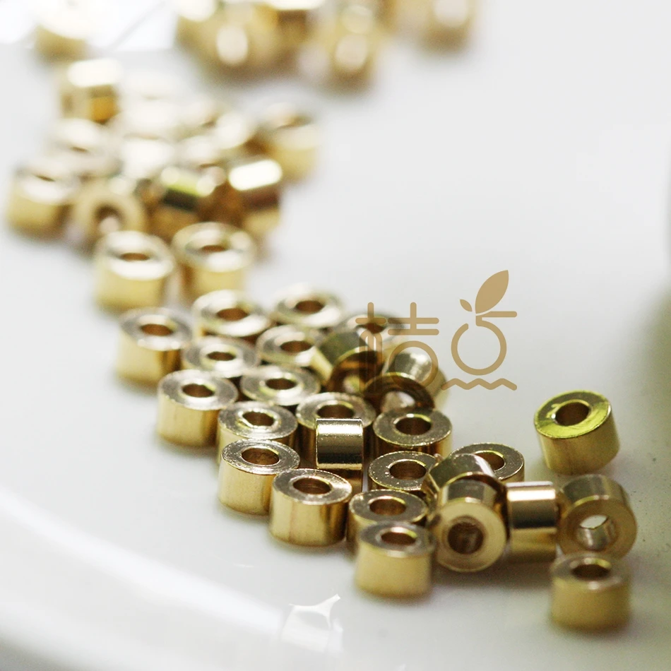 60 Pieces Solid Raw Brass Spacers - Tube 3.5x2mm (4414C-Q-45)