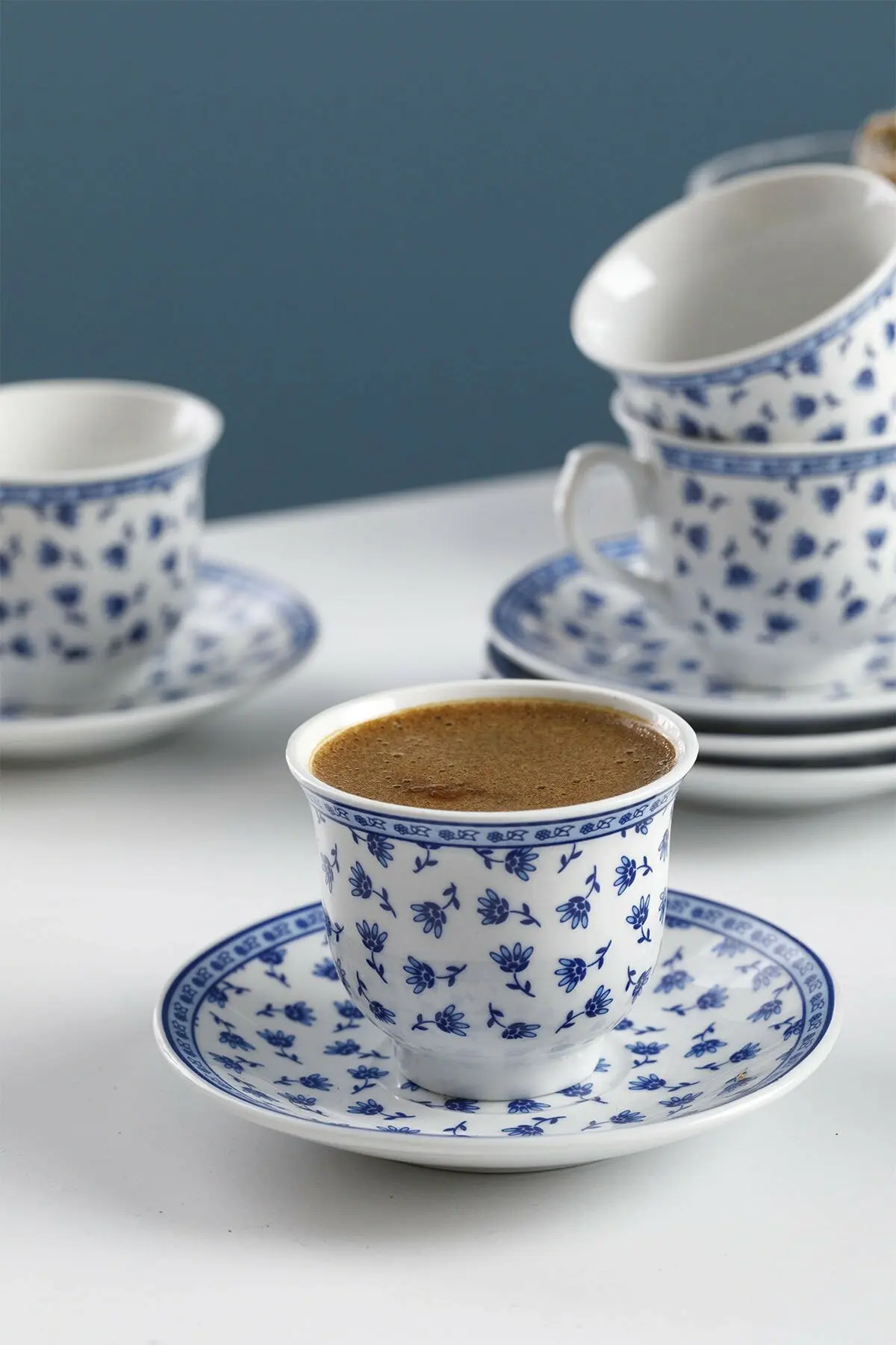 GREAT DRINK AND PERFECT English Home Briana Porcelain Set of 6 Coffee Cups 90 ml Blue FREE SHIPPING FREE SHIPPING