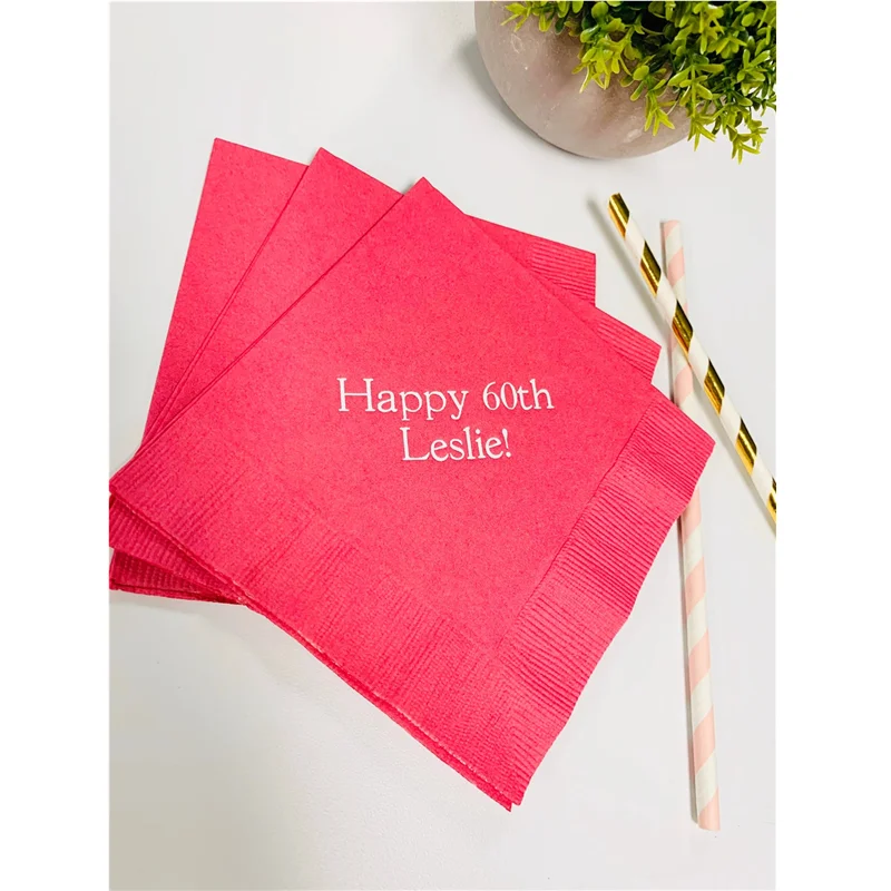 50pcs Personalized Napkins Printed Customed Napkins Cocktail Beverage Paper Birthday Party Monogram Custom Luncheon Avail