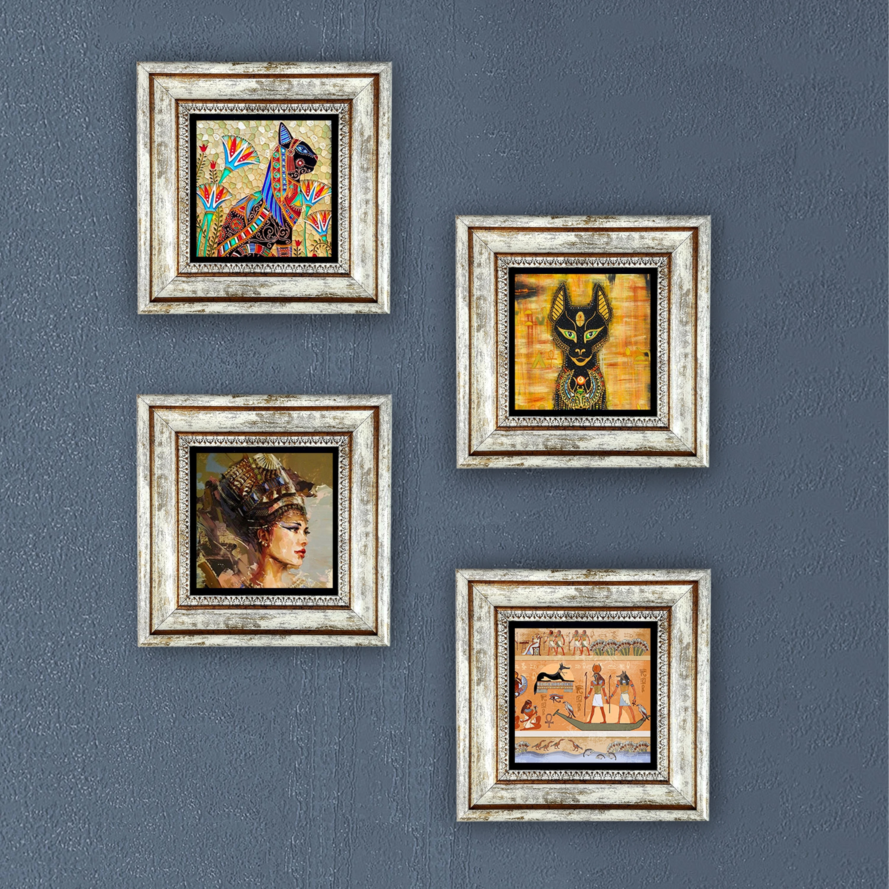 Handmade Natural Stone Painting Framed Wall Decor Set Ancient Egypt Room Vintage Poster Picture Gift Ornament Special Print