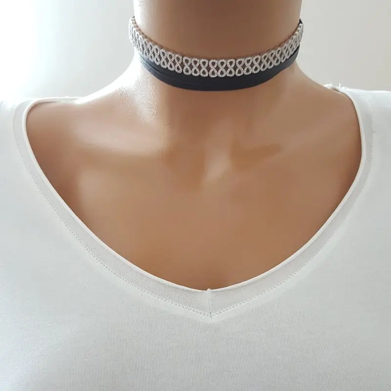 Choker Women Infinity Necklace 925 Sterling Silver Made in TURKEY