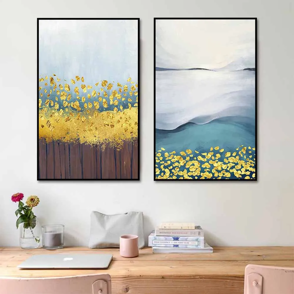 

Abstract Gold Foil Canvas Painting Poster Print Wall Art Modern Living Room Home Decorate Picture Suitable For Bedroom Frameless