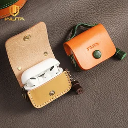 WUTA New DIY Leather Case For AirPods Pro/1/2 Genuine Cowhide Headphone Protective Cover Semi-finished Handmade Gift Leather Kit