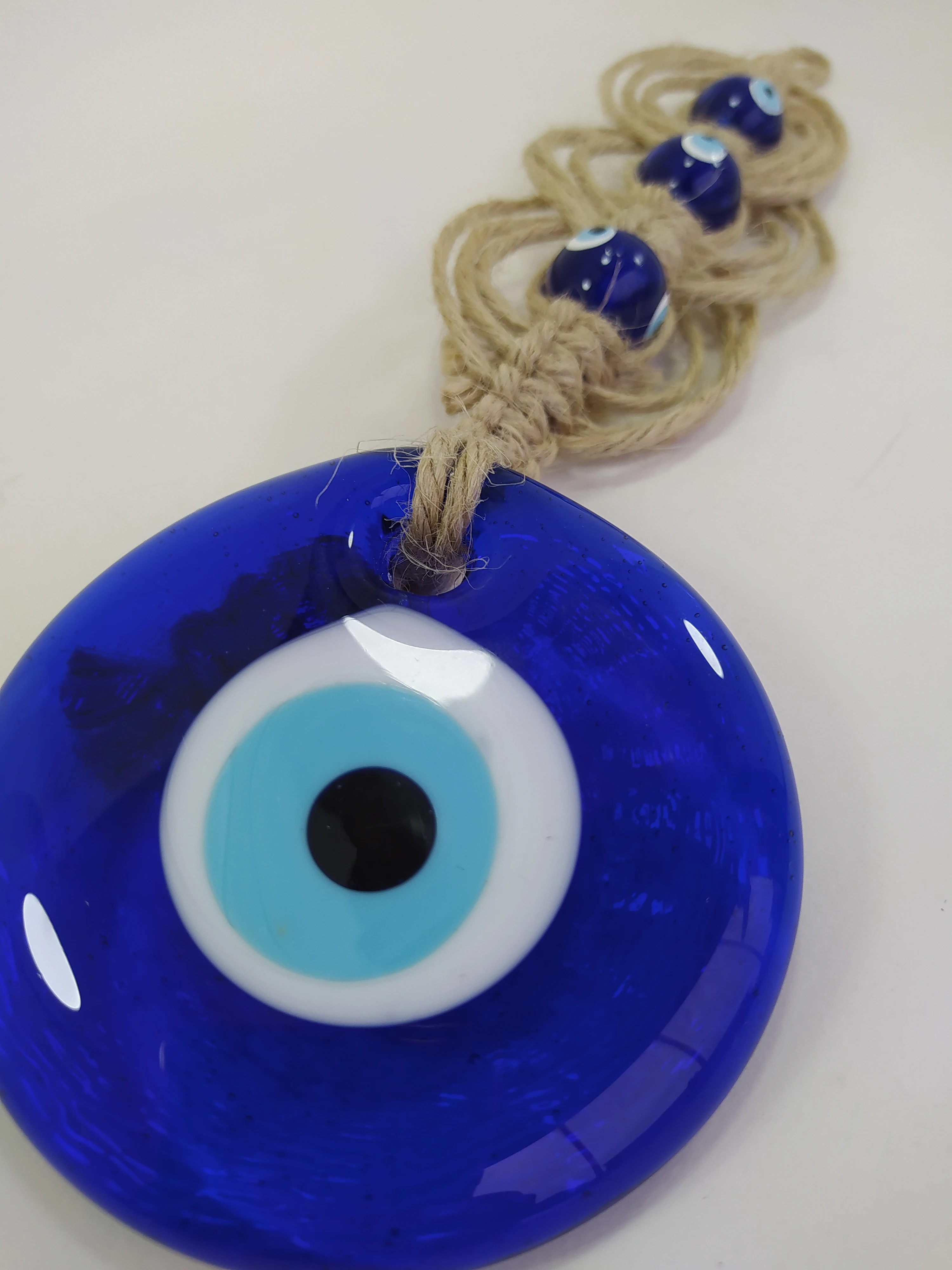 Evil Eye 9 cm Glass Bead Pendant Charm Turkish Handmade Amulet Wall Hanging Talisman Boho Home Decor Made in Turkey