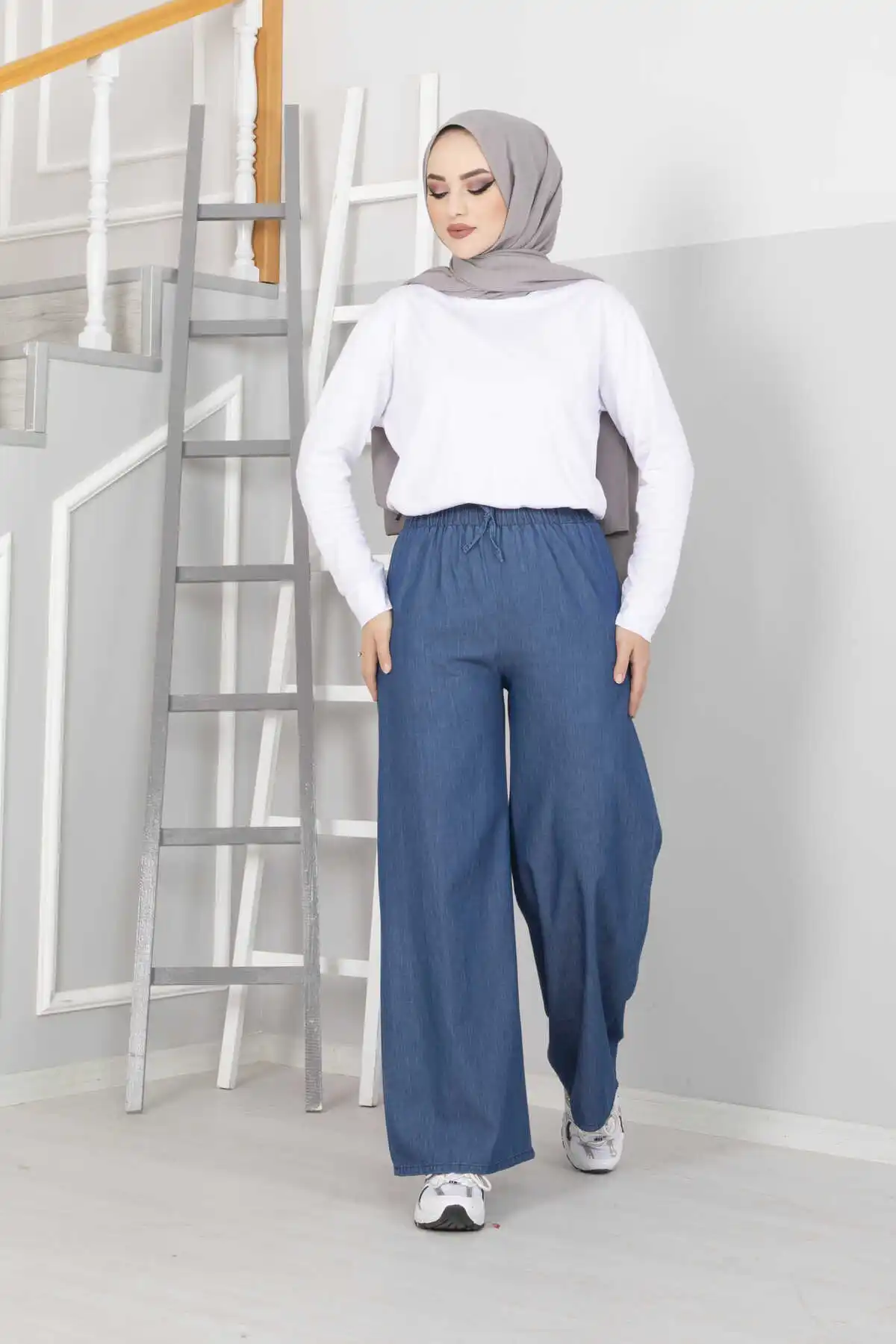 Pantalones de mezclilla elásticos para mujer, Jeans de pierna suelta, ropa elegante y modesta, tienda de Turquía, Hijab árabe para mujer Marocain Dubai