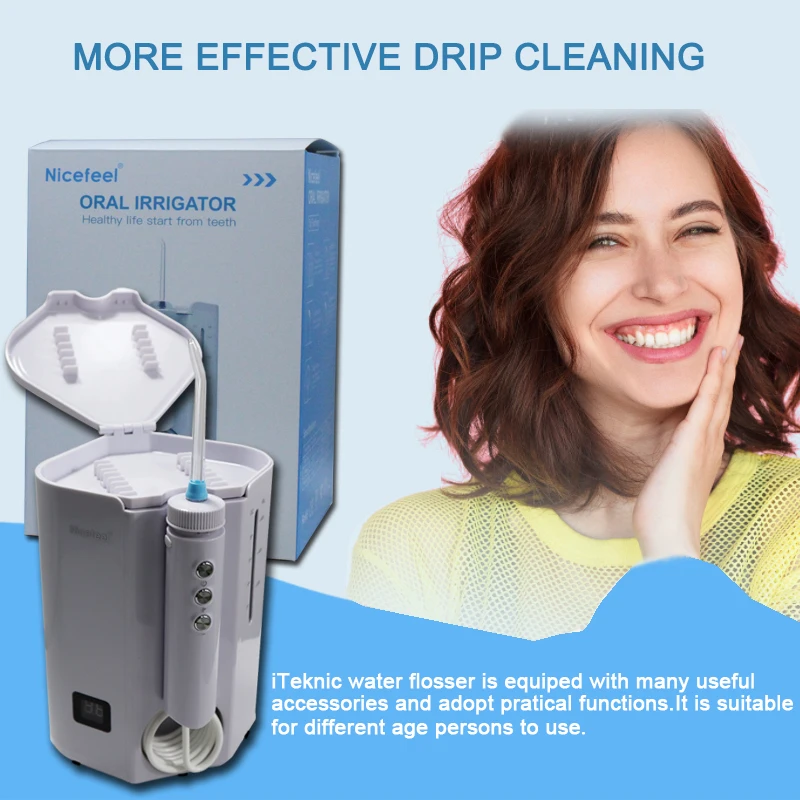 600Ml Răng Miệng Irrigator Điện Di Động Nha Khoa Nước Flosser Bình Chứa Nước Dung Tích Lớn Chống Nước Răng + Tặng 6 Phản Lực Răng Miệng chăm Sóc