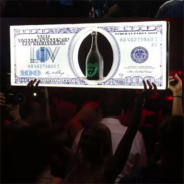 Presentador de botellas LED, 1 piezas, 100 BILL DOLLAR