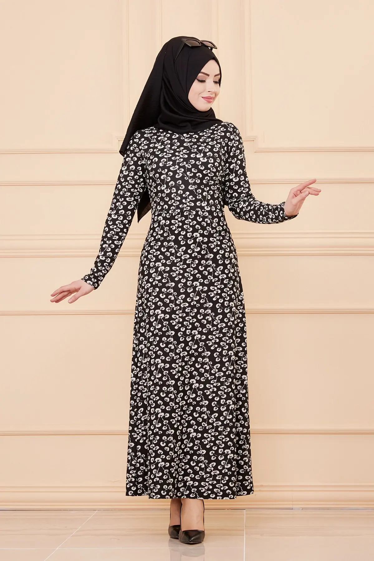 TUGBA Muslim Dress Long Sleeve Floral Print muslim dress code 2021 turkish gown hijab summer abaya