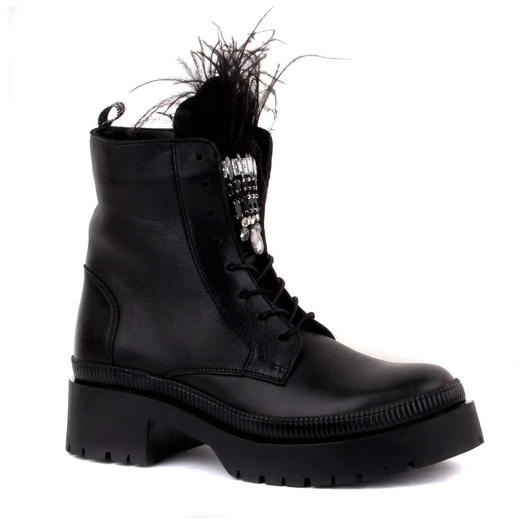 Sail-Lakers Hitam Ritsleting Kulit Wanita Sepatu