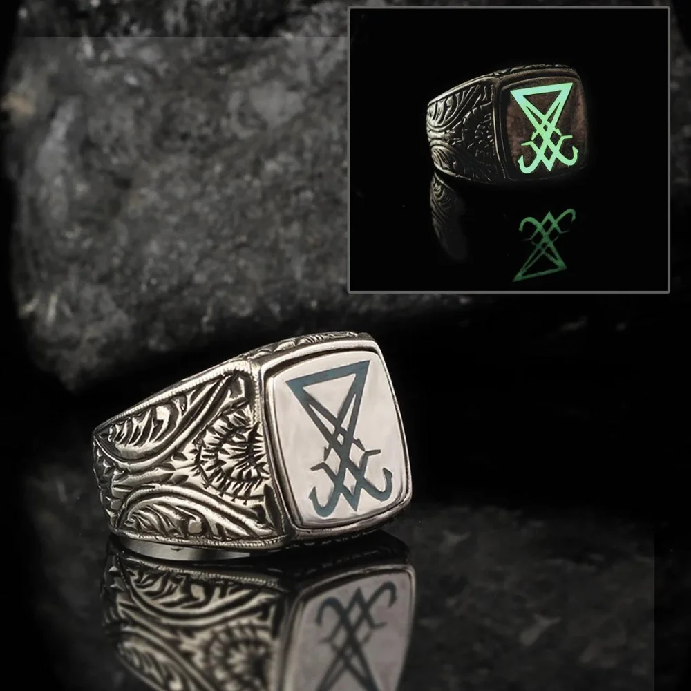 

925 Sterling Silver Ring, Sigil Of Lucifer, Devil Seal Of Selling Jewelry, trend Style Glowing In The Dark Handmade 2022 Fashion