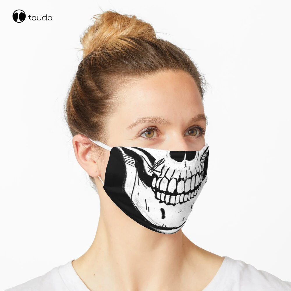 Mascarilla de calavera con filtro facial, tela de bolsillo reutilizable lavable