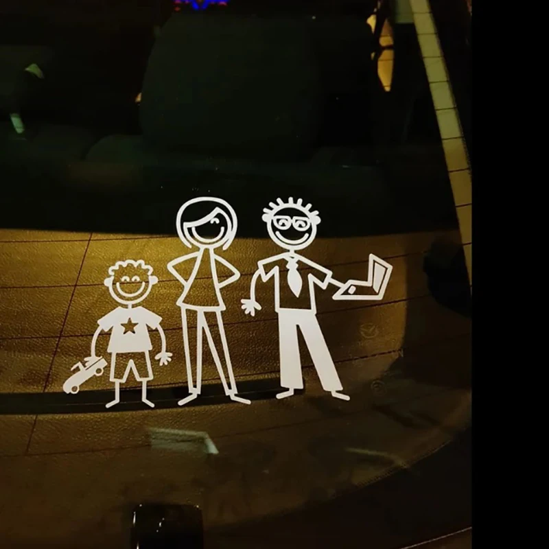 Diy Cartoon Familie Auto Aufkleber, Auto Fenster Stoßstange Vinyl Lustige Aufkleber Aufkleber, Hunderte Figuren Optional, Vater Mutter Sohn Haustiere