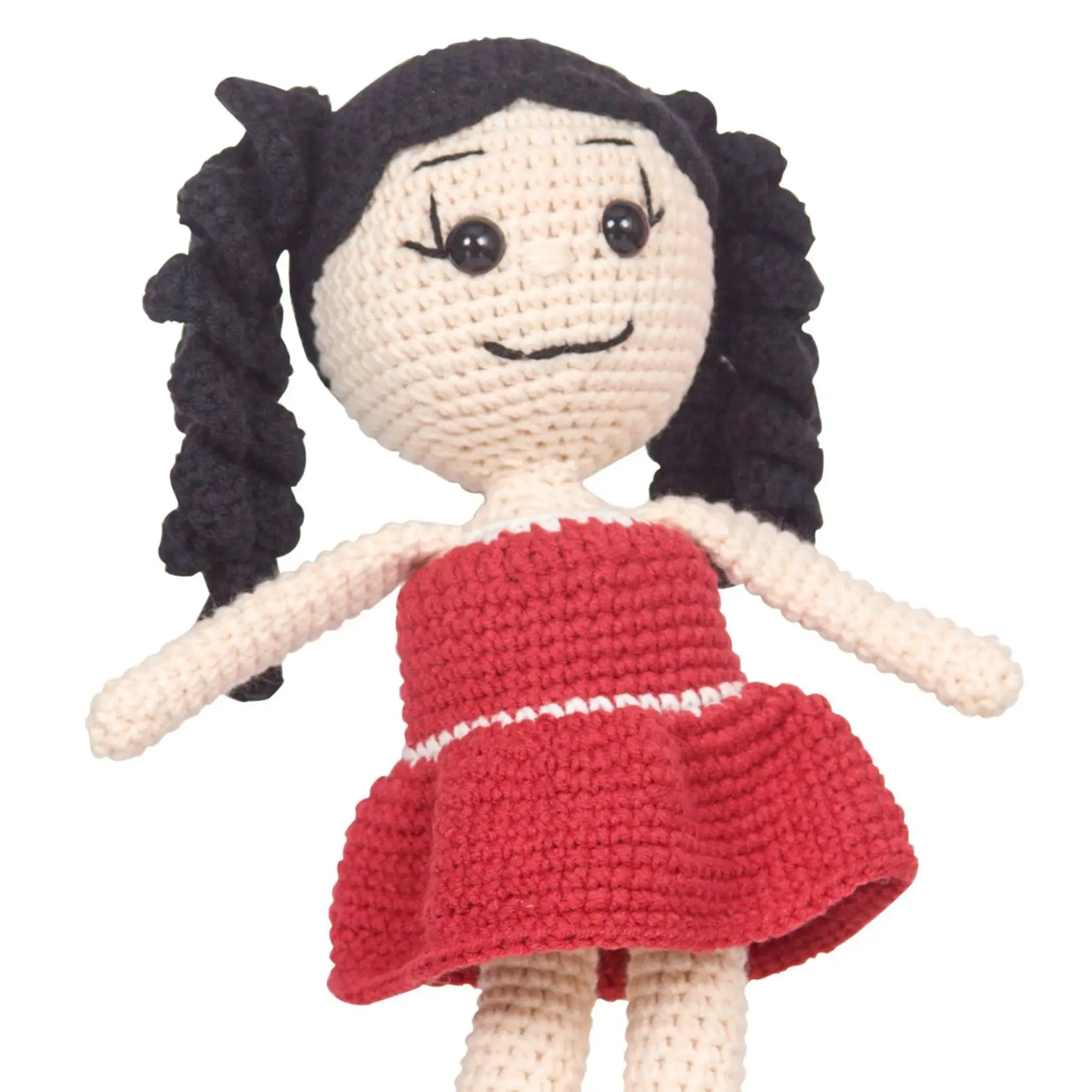 Teddy Doll Girl 25 cm, Handmade Amigurumi Fiber Stuffed Cute Toy Knit Crochet Doll, High Quality Cotton Yarn, Safe Ba