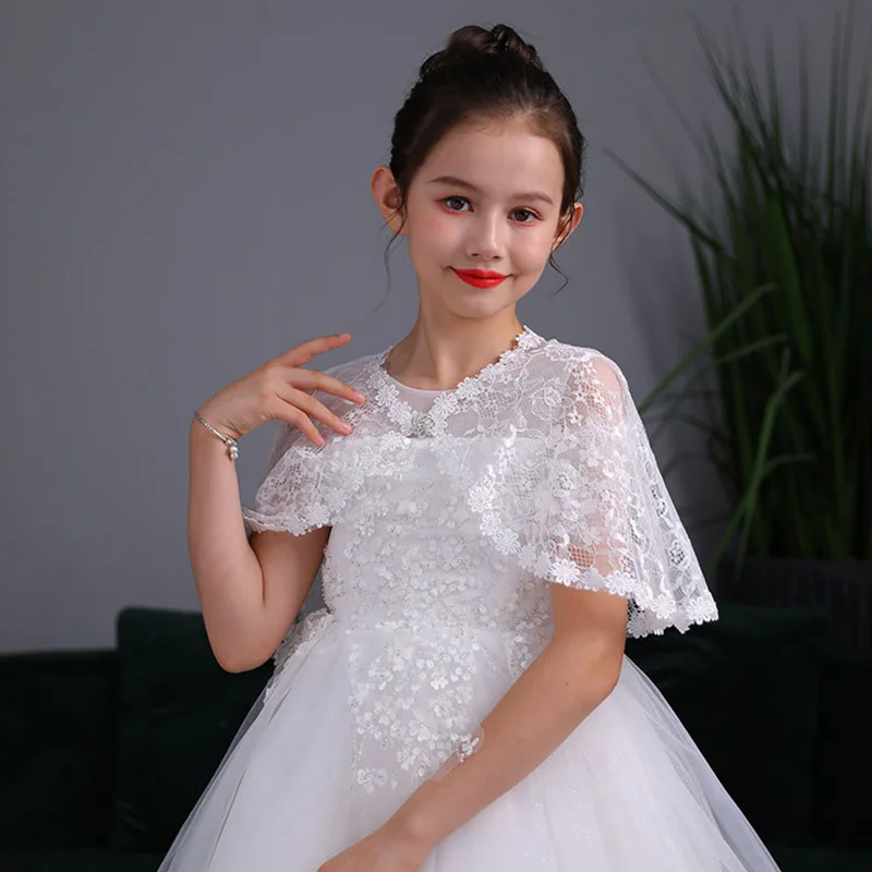 Wedding Party Flower Girl Bolero Princess Dress Cape Girls Wrap Top Cover-Up Lace Children Bolero Wedding Marriage Accessories