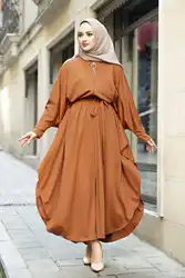 Rękaw w kształcie skrzydła nietoperza hidżab Abaya Eid Djellaba Abaya dubaj błyszczące miękkie Puffy rękaw sukienka muzułmańska satyna Abaya dubaj turcja sukienka muzułmańska Islam