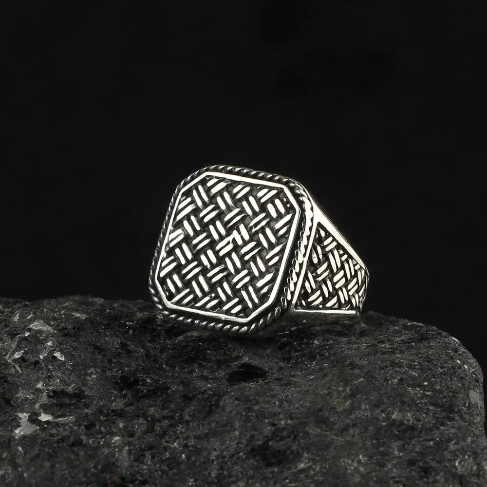 MEN 'S MESH PATTERN MODELLİ 925 STERLING SILVER RING MADE IN TURKEY Male Gift Accessories High Quality Fashion Jewelry Trend