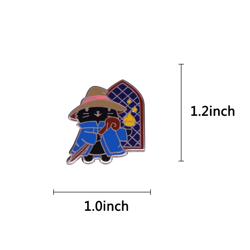 لطيف الخيال النهائي الأسود ماج القط بروش آر بي جي لعبة الساحر دبوس #3