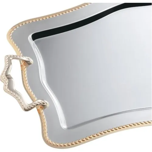 River Chain Gold Stainless Steel Tray Tea Tray-Serving Tray glass saucer tray set  tray serving  tray tea set tea tray tea table trays decorative  food tray gold tray trays mirror tray plateau glass tray serving board