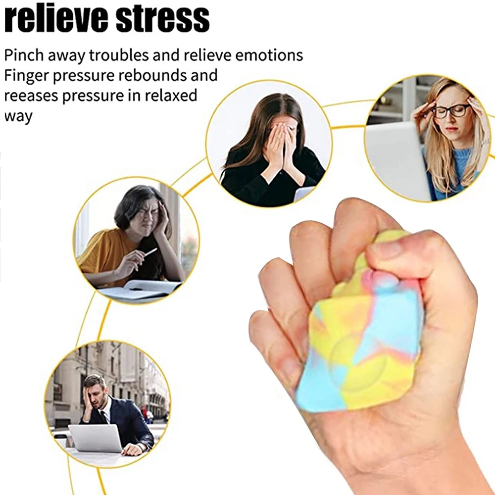 3D Decompression Dice Fingertip Stress Relief Balls Sensory Fidget Toys Puzzle Push Bubble Simple Dimple Anti Stress Squeeze Toy