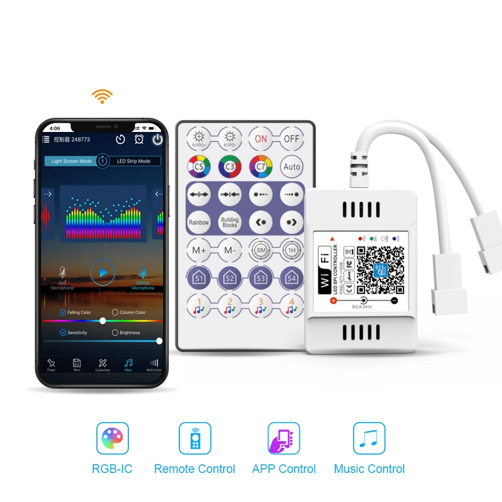 DC 5V-24V compatibile con Amazon Alexa e Google Home Magic Home SPI WiFi LED Controller APP iOS/Android per striscia LED