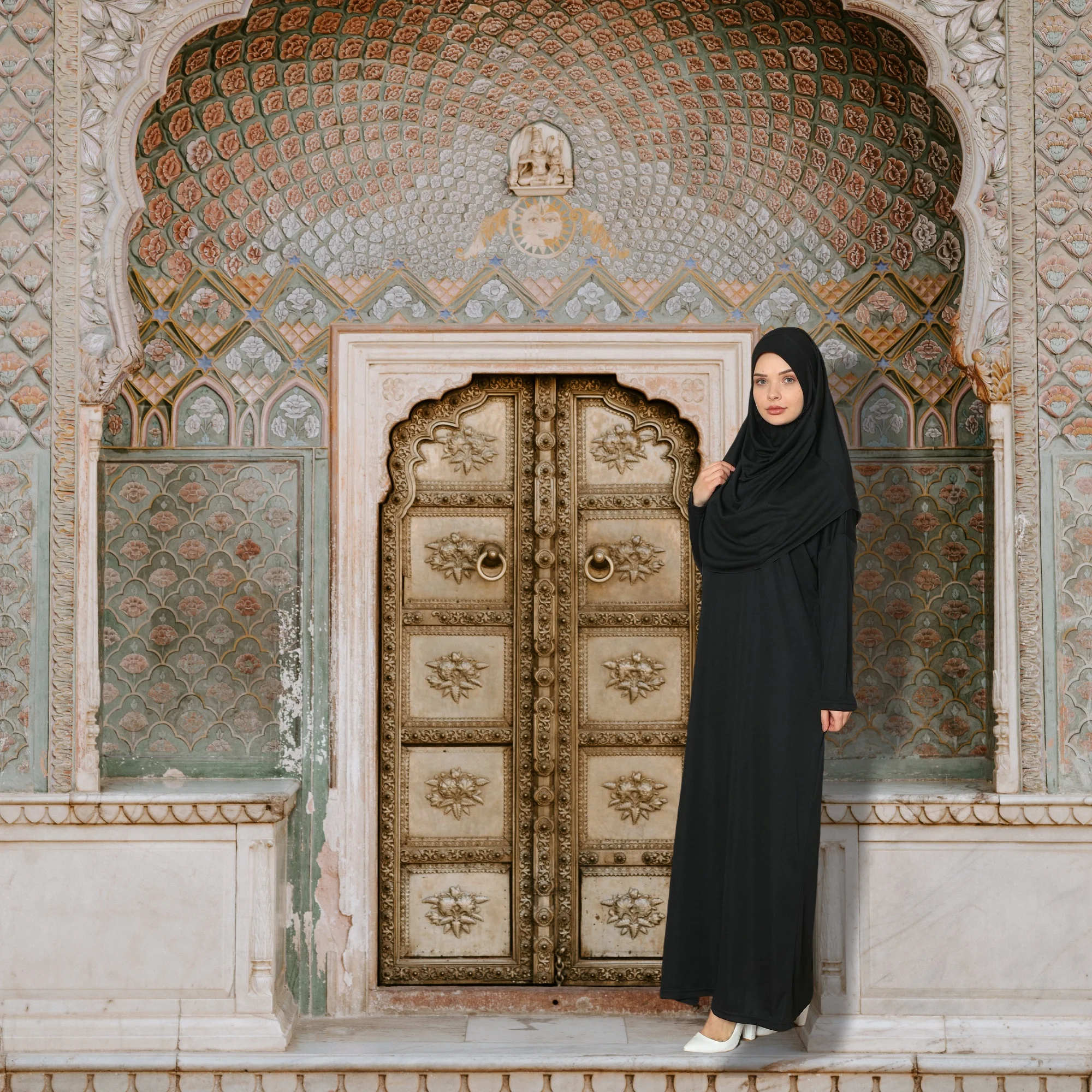 Muslim Full Cover Prayer Abaya Dress Freesize Islamic Traditional Cotton Made in Turkey Female Thin Awe One 1 Piece Hijab