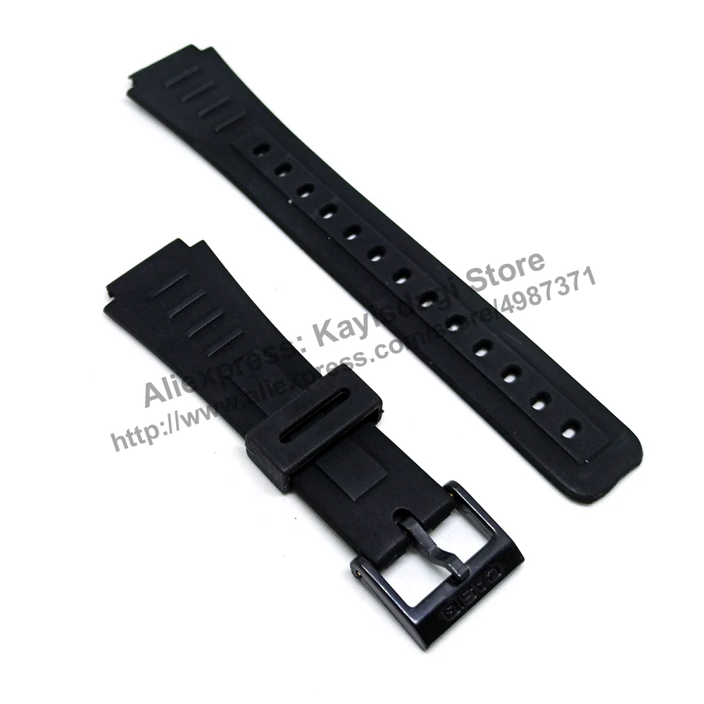 17mm Black Rubber Watch Band / Strap Compatible for Casio CMD-10 , CMD-20 , CMD-30 , CMD-65 , ABC-30 , EXP-10 , TS-100 , TS-150