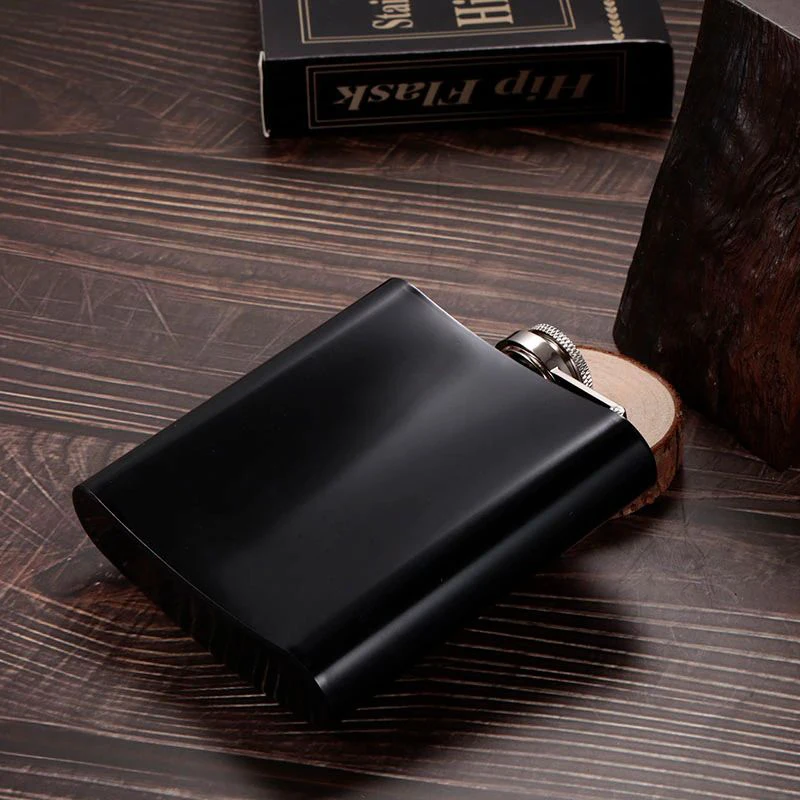 Personalized 6OZ Pocket Portable Stainless Steel Hip Flask Whiskey Metal Alcohol Bottle Groomsmen Gift Matte Black