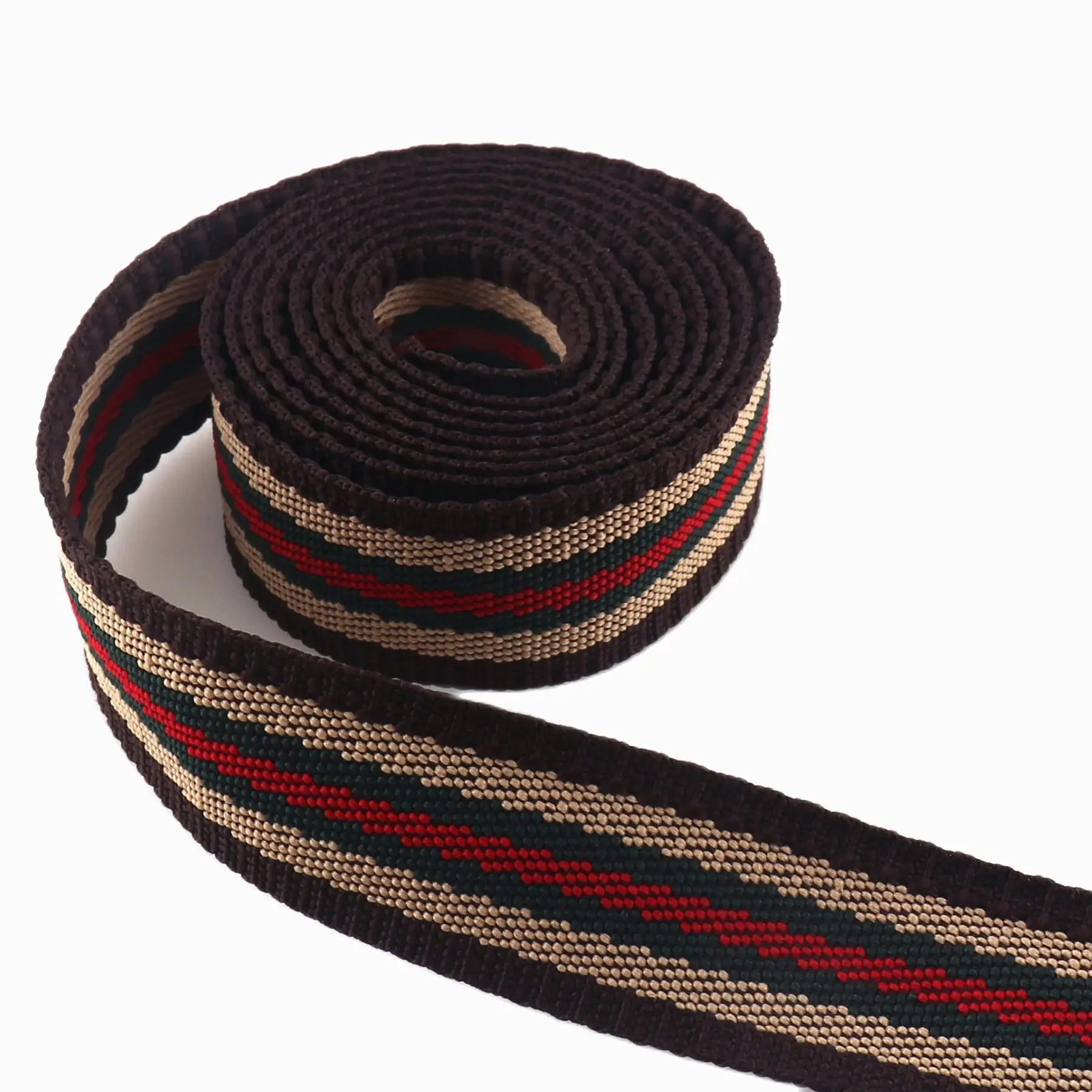 Heavy Weight Red Green Stripe Webbing Fabric Belt 25mm Cotton Webbing For Purse Handbag Polyester Webbing Key Fob Nylon Strap