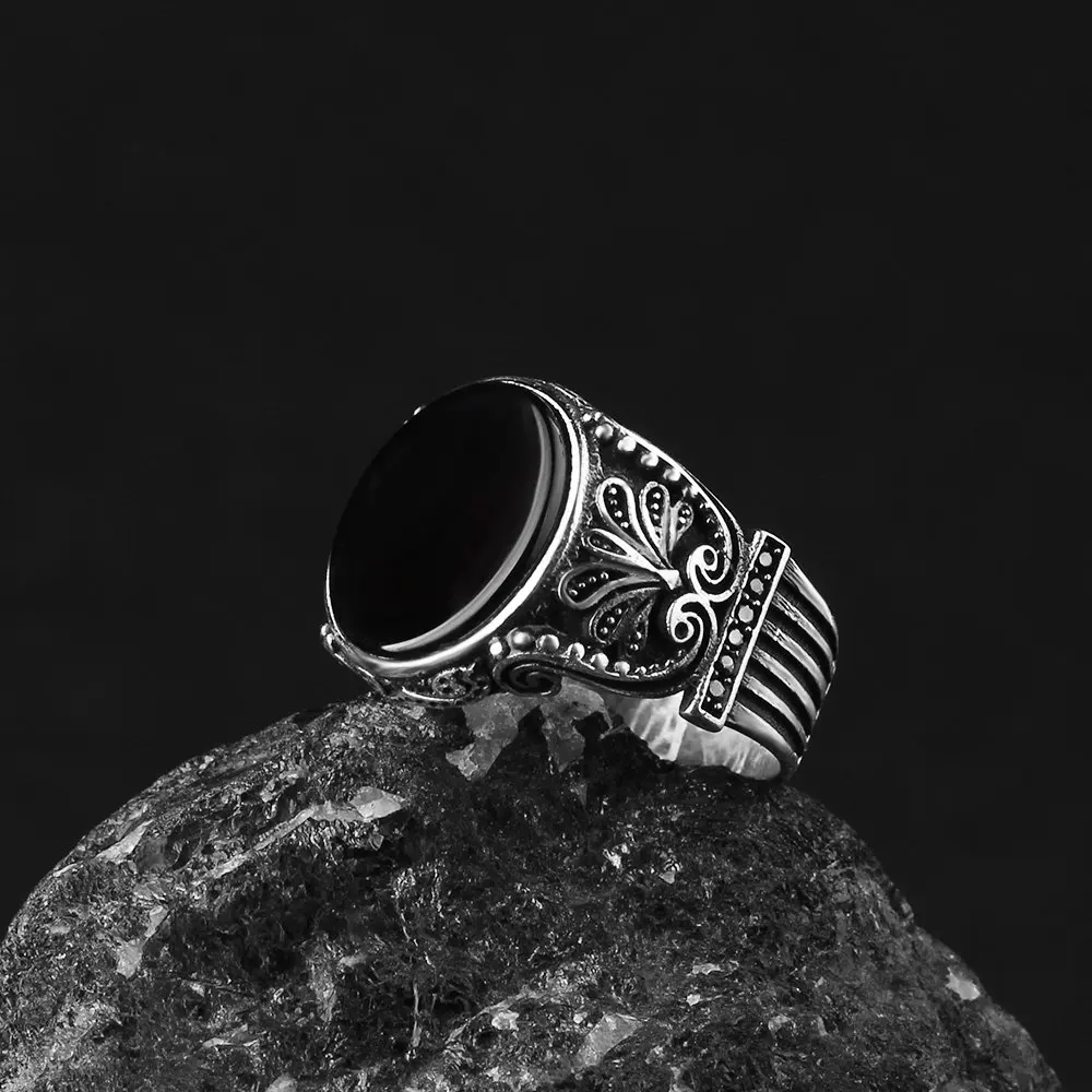 

MEN 'S 925 Sterling Silver Ring, Onyx Stone, Real Natural Stone, Made in Turkey, for men Gift Jewelry, Fashion Accessory 2022 Trend